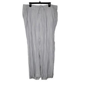 Lane Bryant Gray White Striped Drawstring Ramie Blend Wide Leg Pants Size 18/20